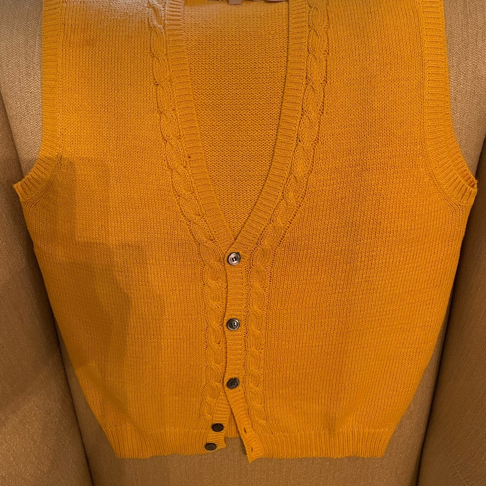 Mens Orange Cable Knit Sweater Vest